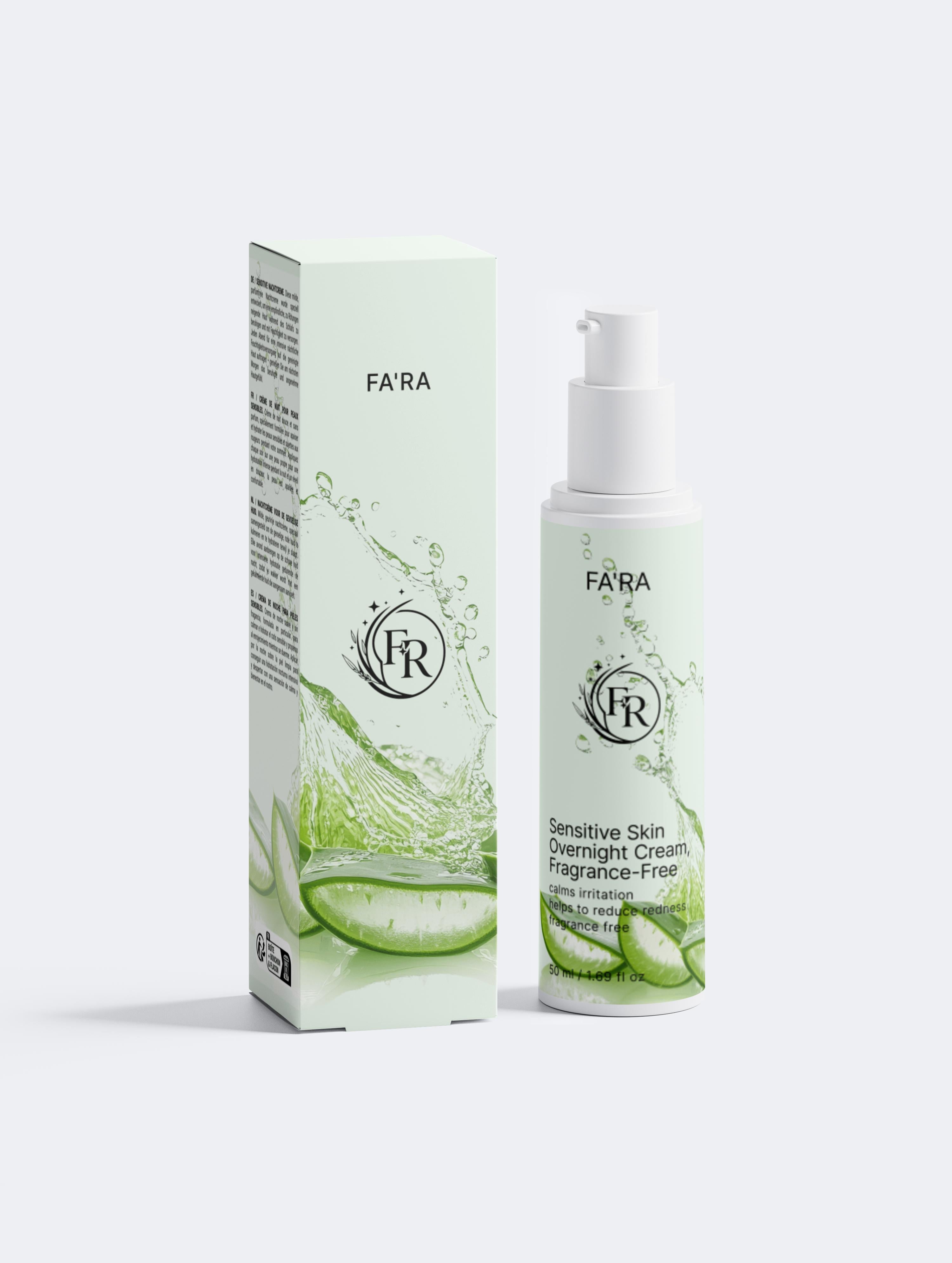 Fragrance-Free Overnight Cream for Sensitive Skin | Aloe & Hyaluronic Acid by FA'RA - Fa'Ra Way